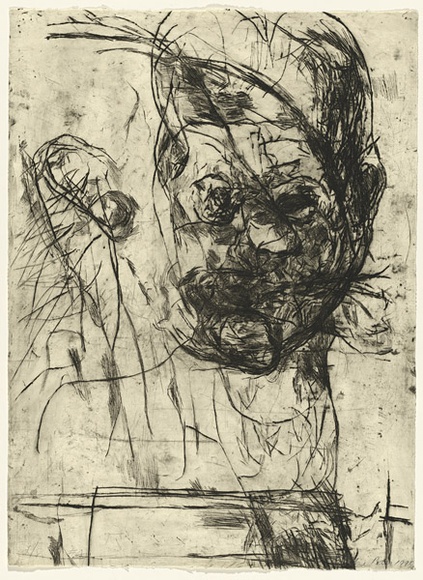 Artist: b'PARR, Mike' | Title: b'Untitled self-portraits 4.' | Date: 1990 | Technique: b'drypoint, printed in black ink, from one copper plate'