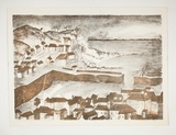 Artist: b'Courier, Jack.' | Title: b'Mousehole Harbour, Cornwall.' | Date: c.1955 | Technique: b'lithograph, printed in colour, from multiple stones [or plates]'