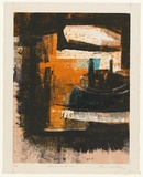 Artist: b'KING, Grahame' | Title: b'Orange and black' | Date: 1967 | Technique: b'lithograph, printed in colour, from four stones [or plates]'