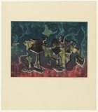 Artist: b'KING, Grahame' | Title: b'Improvisation II' | Date: 1975 | Technique: b'lithograph, printed in colour, from four stones [or plates]'