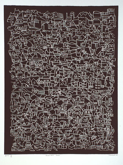 Artist: b'Marshall, John.' | Title: b'Suburban view' | Date: 1995, May | Technique: b'linocut, printed in black ink, from one block'