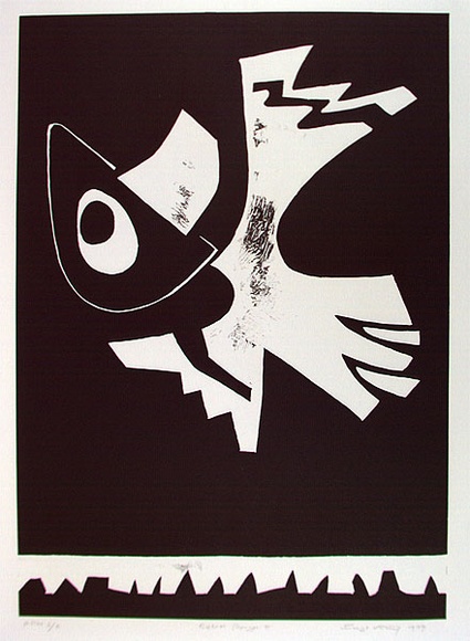 Artist: b'King, Inge.' | Title: b'Rebel angel II' | Date: 1999 | Technique: b'linocut, printed in black ink, from one block'