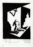 Artist: Haefliger, Paul. | Title: Illustration for Oscar Wilde, Ballad of Reading Goal | Date: 1931-32 | Technique: linocut, printed in black ink, from one block