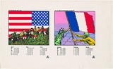 Title: Calendar: Australia Vietnam society 1982 -  Jan-June | Date: 1981 | Technique: [French flag] screenprint, printed in colour, from seven stencils
[USA flag] screenprint, printed in colour, from six stencils