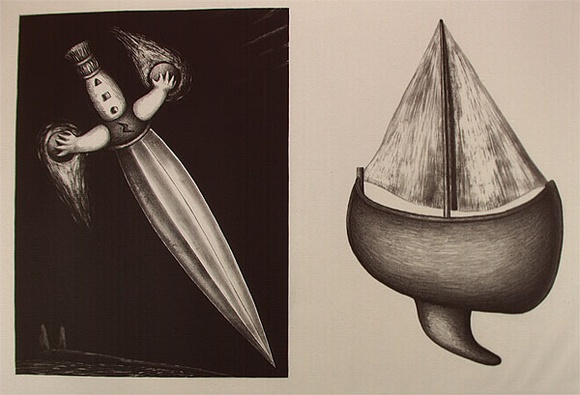 Artist: b'Emmerson, Neil.' | Title: b'not titled  [knife and boat]' | Date: 1986 | Technique: b'lithograph, printed in black ink, from two stones'