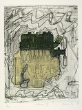 Artist: b'Marsden, David' | Title: b'XPAG II' | Date: 1978 | Technique: b'photo-etching, drypoint and aquatint, printed in black ink with plate-tone, from one plate; hand-coloured'