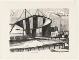 Artist: Boag, Yvonne. | Title: Westgate Bridge | Date: 1980s | Technique: lithograph, printed in black ink, fron one stone | Copyright: © Yvonne Boag