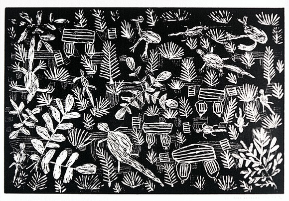 Artist: b'Kemarre Moore, Nora.' | Title: b'not titled [No.63]' | Date: 1990 | Technique: b'woodcut, printed in black ink, from one block'