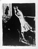 Artist: b'Blackman, Charles.' | Title: b'Fleeing schoolgirl.' | Date: 1953 | Technique: b'lithograph, printed in black ink, from one zinc plate'