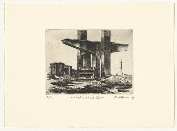 Artist: AMOR, Rick | Title: Unfinished span. | Date: 2004 | Technique: etching, printed in black ink, from one plate