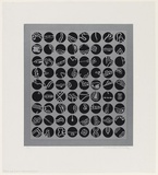 Artist: LEACH-JONES, Alun | Title: Black and silver, seventy two discs | Date: 1968 | Technique: screenprint, printed in colour, from multiple stencils | Copyright: Courtesy of the artist