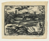 Artist: b'Ratas, Vaclovas.' | Title: b'Ferry boat' | Date: 1953 | Technique: b'wood-engraving, printed in black ink, from one block'