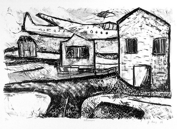 Artist: b'Boag, Yvonne.' | Title: b'Newtown.' | Date: 1986 | Technique: b'lithograph, printed in black ink, from one stone' | Copyright: b'\xc2\xa9 Yvonne Boag'