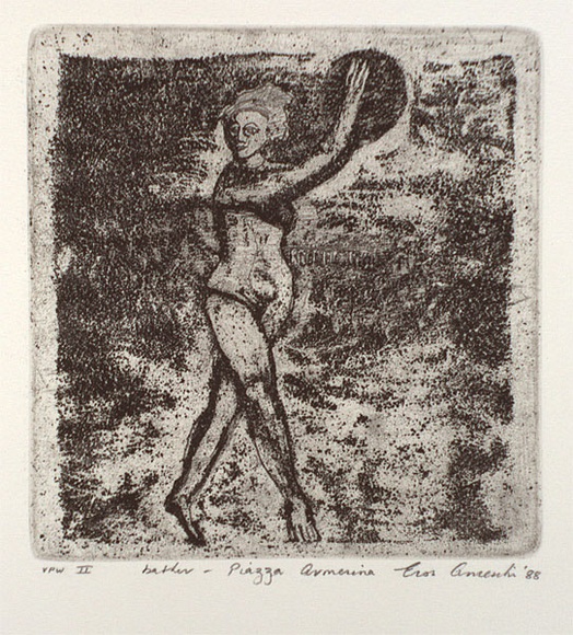 Artist: b'Anceschi, Eros.' | Title: b'bather - Piazza Armerina.' | Date: 1988 | Technique: b'etching and aquatint, printed in black ink from copper plate'