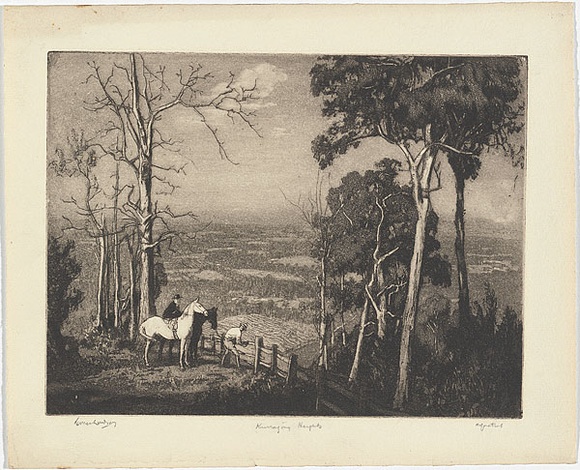 Artist: b'LINDSAY, Lionel' | Title: b'On the Kurrajong' | Date: 1932 | Technique: b'softground etching, printed in black ink, from one plate' | Copyright: b'Courtesy of the National Library of Australia'