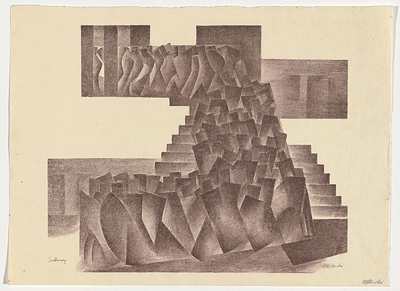 Title: Subway (single image) | Date: 1947 | Technique: lithograph, printed in brown ink, from one plate