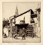 Artist: LINDSAY, Lionel | Title: The carpenter's shop, Toledo | Date: 1926 | Technique: etching, printed in brown ink, from one plate | Copyright: Courtesy of the National Library of Australia