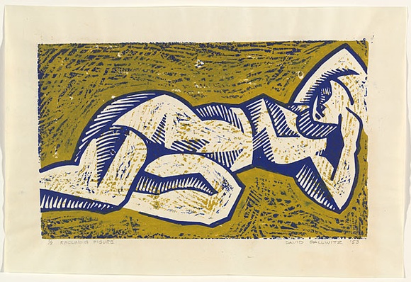 Artist: b'Dallwitz, David.' | Title: b'Reclining figure.' | Date: 1953 | Technique: b'linocut, printed in colour, from multiple blocks'