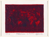 Artist: Edwards, Helen. | Title: Millennium distortion | Date: 1999, 29 October | Technique: linocut, printed in blue ink, from one block; collaged and painted surface