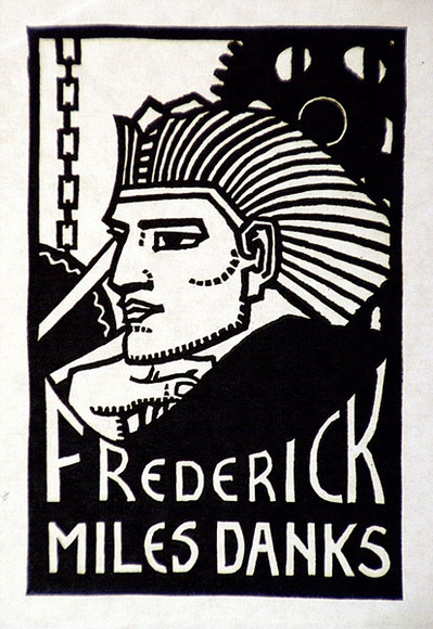 Artist: b'Waller, Christian.' | Title: b'Bookplate: Frederick Miles Danks' | Date: c.1932 | Technique: b'linocut, printed in black ink, from one block'
