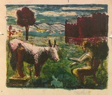 Artist: b'ROSENGRAVE, Harry' | Title: b'(Europa and the bull)' | Date: (1954) | Technique: b'lithograph, printed in colour, from four plates'