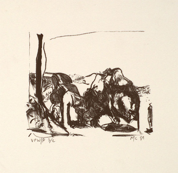 Artist: b'Crawford, Marian.' | Title: b'not titled [landscape]' | Date: 1989 | Technique: b'etching, printed in black ink, from one stone'