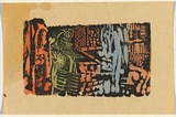 Artist: b'Hirschfeld Mack, Ludwig.' | Title: b'not titled [Abstract textural composition using varied engraving tools].' | Date: (1941?) | Technique: b'woodcut, printed in black ink, from one block; hand-coloured'