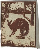 Artist: b'Reynell, Gladys' | Title: b'(Kangaroo).' | Date: 1923-1933 | Technique: b'linocut, printed in sepia ink, from one block' | Copyright: b'\xc2\xa9 The Estate of Gladys Reynell'