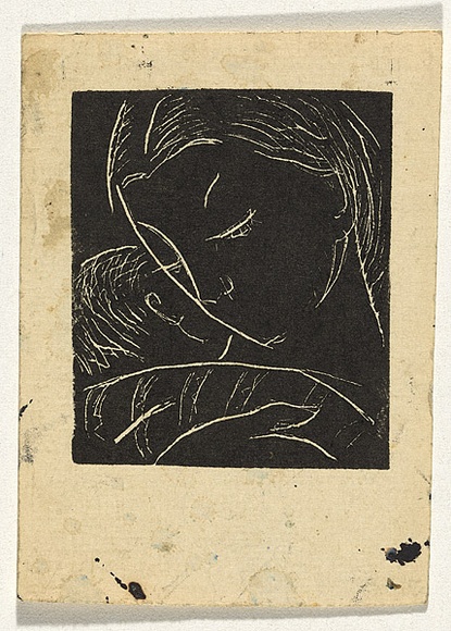 Artist: b'Bell, George..' | Title: b'(Mother and child).' | Technique: b'linocut, printed in black ink, from one block'