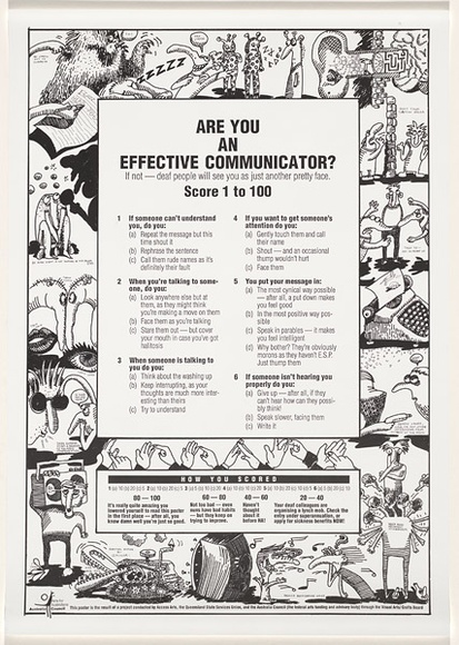 Artist: b'Cardew, Gaynor.' | Title: b'Are you an effective communicator?.' | Date: 1989 | Technique: b'offset-lithograph, printed in colour, from multiple plates'