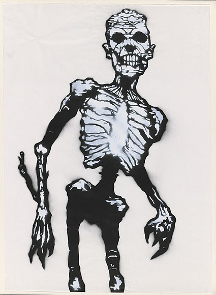 Artist: b'PRISM,' | Title: b'Not titled [skeleton].' | Date: 2004 | Technique: b'stencil, printed in white and black ink, from multiple stencils'