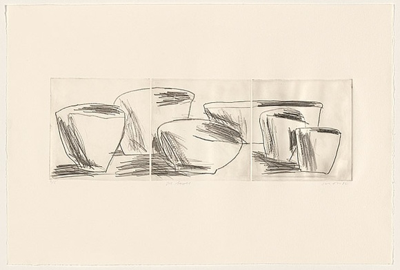 Title: b'Six bowls' | Date: 1982 | Technique: b'drypoint, printed in black ink, from three perspex plates'