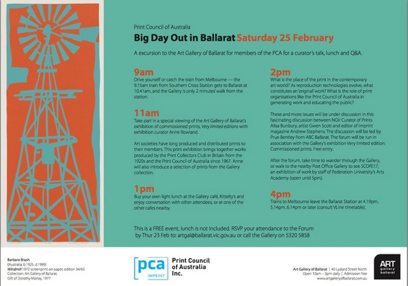 Artist: b'PRINT COUNCIL OF AUSTRALIA' | Title: b'Invitation | Print Council of Australia: Big day out in Ballarat, Saturday 25 February 2017.' | Date: 2017