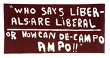 Artist: b'Greenwood, Brent.' | Title: b'Who says liberals are liberal, or, how cande-campo ampo!!. (Poster supporting SEC maintenance workers\' strike, La Trobe Va' | Date: (1977) | Technique: b'linocut, printed in red ink, from one block'