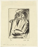 Artist: b'WALKER, Murray' | Title: b'Old Mears with one eye alert' | Date: 1962 | Technique: b'drypoint, printed in black ink, from one plate'