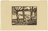 Artist: Hirschfeld Mack, Ludwig. | Title: Hay, Murrumbidgee River landscape. | Date: 1940-41 | Technique: woodcut, printed in colour, from multiple blocks