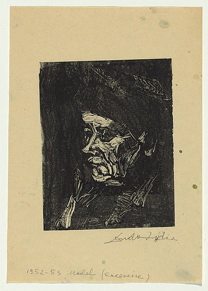 Artist: b'Groblicka, Lidia.' | Title: b'Model [in profile facing right, 1]' | Date: 1952-53 | Technique: b'monotype'