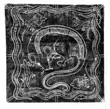 Artist: Artist unknown | Title: Possum with decoration of snakes and lizards | Date: 1970s | Technique: woodcut, printed in black ink, from one block