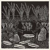 Artist: Nannup, Laurel. | Title: Father Wellems garden | Date: 2001 | Technique: woodcut, printed in black ink, from one block | Copyright: © Laurel Nannup