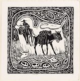 Artist: b'STREET, Mervyn' | Title: b'Cowboy' | Technique: b'linocut, printed in black ink, from one block'