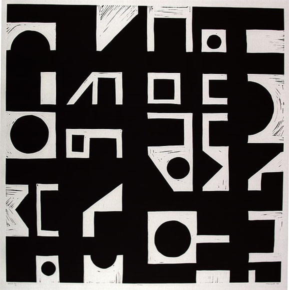 Artist: b'Marshall, John.' | Title: b'Plan' | Date: 1998 | Technique: b'linocut, printed in black ink, from one block'