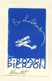 Artist: PERROTTET, George | Title: Bookplate: P Roach-Pierson. | Date: 1932 | Technique: linocut, printed in blue ink, from one block