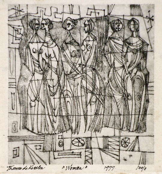 Artist: b'de Kesler, Thomas.' | Title: b'Women.' | Date: 1977 | Technique: b'etching and roulette, printed in black ink with plate-tone, from one  plate' | Copyright: b'\xc2\xa9 Thomas de Kessler'