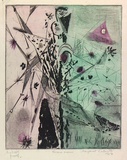 Artist: b'Cilento, Margaret.' | Title: b'Scarecrow.' | Date: 1951 | Technique: b'etching, aquatint, printed in black ink, from two  plates'