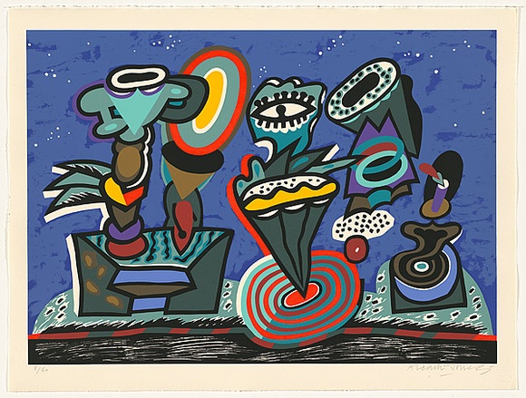 Artist: b'Lanceley, Colin.' | Title: b'New England night' | Date: 1995 | Technique: b'screenprint, printed in colour, from multiple stencils' | Copyright: b'Courtesy of the artist'