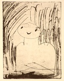 Artist: McKenna, Darlene. | Title: not titled [upper half of figure] | Date: 1990, June | Technique: drypoint and etching, printed in black ink, from one plate | Copyright: © Noel McKenna