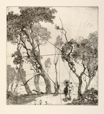 Artist: FEINT, Adrian | Title: (Couple walking under trees). | Date: c.1925 | Copyright: Courtesy the Estate of Adrian Feint