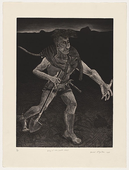 Artist: b'Moynihan, Danny.' | Title: b'King of the South West' | Date: 1988 | Technique: b'etching, aquatint and roulette, printed in black ink, from one plate'