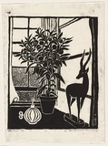 Artist: b'Blackburn, Vera.' | Title: b'The deer.' | Date: 1986 | Technique: b'linocut, printed in black ink, from one block' | Copyright: b'\xc2\xa9 Vera Blackburn'