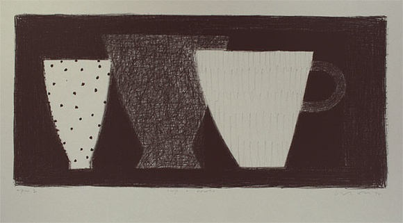 Artist: b'Lincoln, Kevin.' | Title: b'Cup and bowls' | Date: 1994 | Technique: b'lithograph, printed in black ink  from one stone'